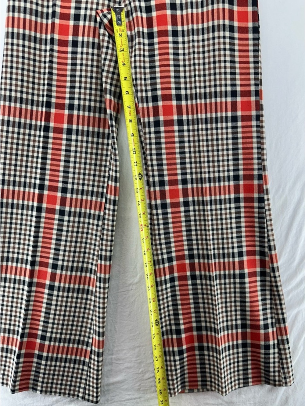 Free People Pants Jules Hippie Boho Retro Plaid Flare 70's Size 8 - Picture 7 of 11